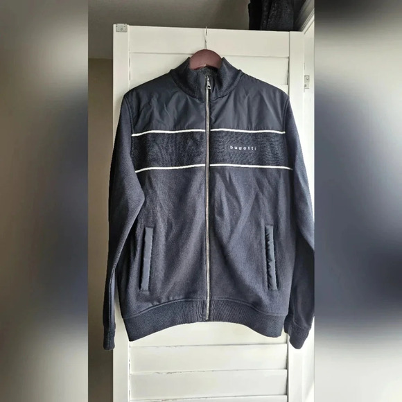 Bugatti Authentic Jacket Nylon/Knit Cotton Zipper Fitted Black size L - Picture 7 of 16